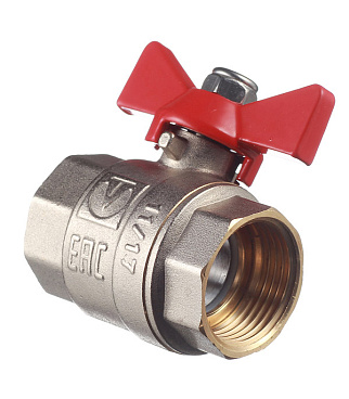 Кран шаровой латунный Valtec Base 1 ВР(г) х 1 ВР(г) бабочка прямой (VT.217.N.06)