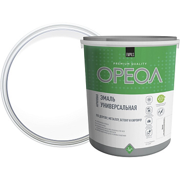 Эмаль универсальная акриловая Ореол белая глянцевая 2,5 кг