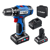 Дрель-шуруповерт аккумуляторная Зубр DL-121-42 12 В 4 Ач Li-Ion 2 АКБ и ЗУ