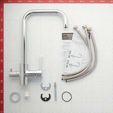 Смеситель для кухни Rossinka Z хром с высоким изливом с подключением к фильтру однорычажный (Z35-29)