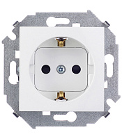 Розетка Simon 15 встраиваемая белая со шторками (1591443-030)