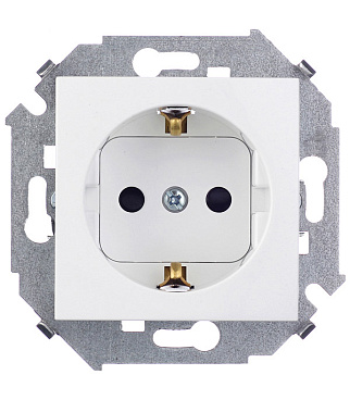 Розетка Simon 15 встраиваемая белая со шторками (1591443-030)