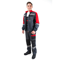 Костюм мужской рабочий Joker Формула Коттон 48-50 рост 182-188 см темно-серый/красный