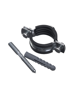 Хомут сантехнический 1 1/2 48-53 мм оцинкованная сталь со шпилькой и дюбелем