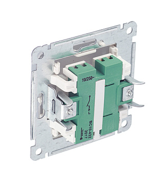 Выключатель Hegel Master одноклавишный встраиваемый серебро с самовозвратом с подсветкой (ВС10-432-06)