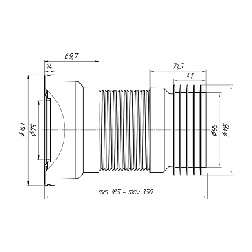 Слив для унитаза АНИ пласт d110 мм пластиковый гофрированный армированный для внутренней канализации (K918)