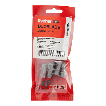 Дюбель для листовых материалов Fischer DuoBlade 15x44 мм нейлон (6 шт.)