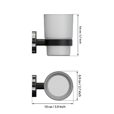 Стакан для ванной Fora Lord с держателем стекло прозрачный/ металл черный (FOR-LORD044BL)