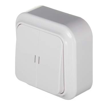 Выключатель Svet двухклавишный накладной белый с подсветкой (SV1001-0006)