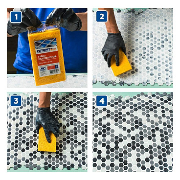 Губка для удаления эпоксидной затирки Plitonit 170х100х47 мм целлюлоза