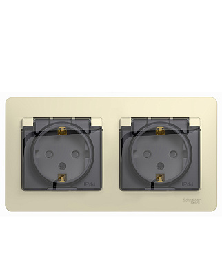 Розетка Systeme Electric Glossa встраиваемая бежевая со шторками с крышкой (GSL000247)