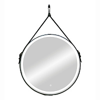 Зеркало с подсветкой круглое 65 см на ремне черном с сенсорным включением Continent Amarante (ЗЛП2409)