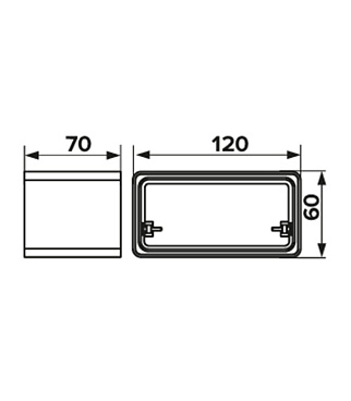 Соединитель пластиковый для плоских воздуховодов 60х120 мм