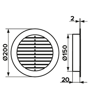 Решетка вентиляционная пластиковая наружная Era РКН круглая d186 мм с фланцем d150 мм