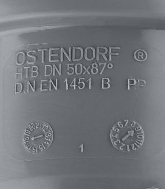 Отвод Ostendorf HTB d50 мм 87° пластиковый для внутренней канализации (112140)