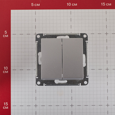 Выключатель Systeme Electric AtlasDesign двухклавишный встраиваемый алюминий (ATN000351)