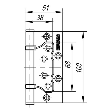 Петля Fuaro 500-2BB/BL бабочка универсальная неразъемная 100х2,5 мм графит