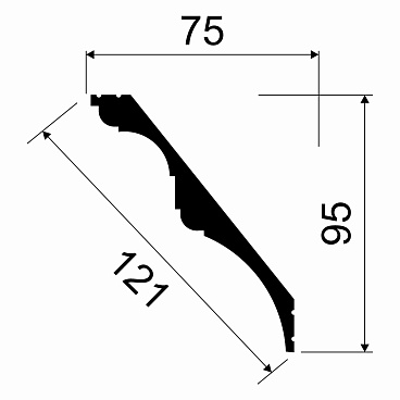 Плинтус потолочный из экополимера ударопрочный 95х75х2000 мм Cosca KX013