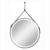 Зеркало с подсветкой круглое 65 см на ремне коричневом с сенсорным включением Continent Amarante (ЗЛП2412)