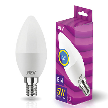 Лампа светодиодная Rev E14  2700К 5 Вт 400 Лм 180-240 В свеча матовая