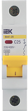 Автоматический выключатель модульный IEK Karat ВА 47-29 1P 25А тип C 4,5 кА 220 В (MVA20-1-025-C)