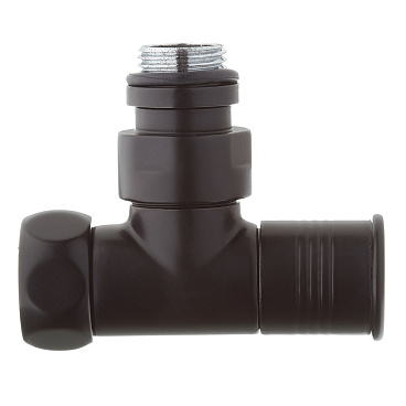 Вентиль с круглой ручкой для полотенцесушителя ЛД 1/2х3/4 черный матовый (2 шт.)