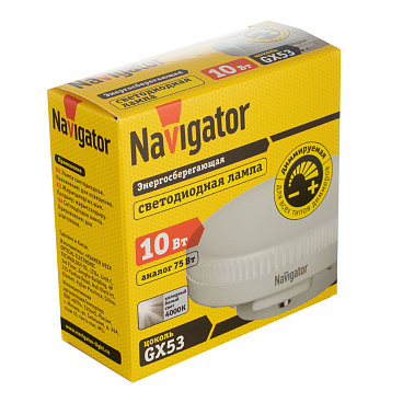 Лампа светодиодная Navigator GX53 4000К 10 Вт 800 Лм 220 В таблетка матовая диммируемая