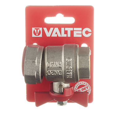 Кран шаровой латунный Valtec 3/4 ВР(г) х 1 ВР(г) проходной бабочка с накидной гайкой прямой (VT.241.N.0506)