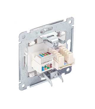 Розетка компьютерная/ телефонная Hegel Master встраиваемая серебро RJ11/ RJ45 (РСКТ-440-06)