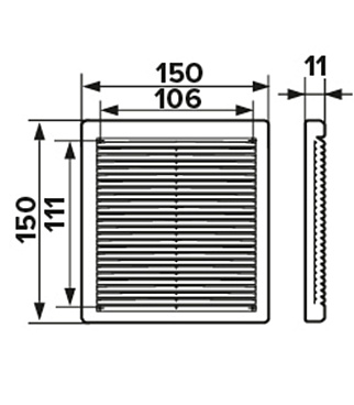 Решетка вентиляционная пластиковая приточно-вытяжная Era РЦ 150х150 мм с сеткой белая