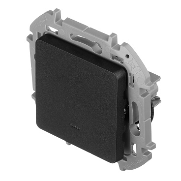 Выключатель Legrand Inspiria одноклавишный встраиваемый антрацит с подсветкой (673613)