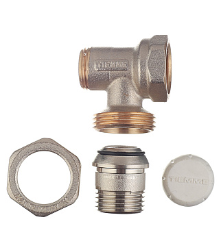 Клапан запорный угловой Tiemme 1/2 НР(ш) х 1/2 ВР(г) для радиатора (3230001)