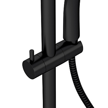 Душевая система Cersanit Brasko Black с верхним душем с лейкой с термостатом черная (63112)