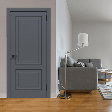Дверь межкомнатная Париж 700х2000 мм ПВХ эмалит софт графит глухая с замком
