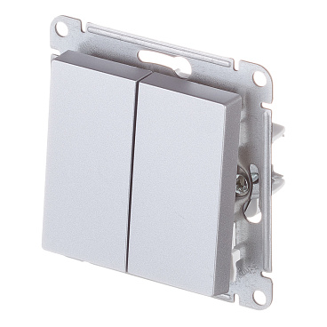 Переключатель Systeme Electric AtlasDesign двухклавишный встраиваемый алюминий (ATN000365)
