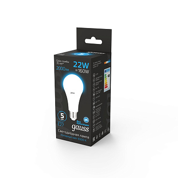 Лампа светодиодная Gauss E27 6500К 22 Вт 2000 Лм 175-240 В груша тонированная