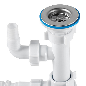 Сифон для раковины АНИ пласт 1 1/4х40 мм с выпуском 40/50 мм с соединением 40/50 мм с отводом белый (C1315)