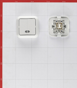 Выключатель Makel Siva Ustu двухклавишный накладной белый с подсветкой (45123)