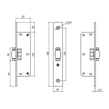 Защелка Punto LR-155B для легких дверей роликовая хром