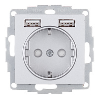Розетка Systeme Electric AtlasDesign встраиваемая алюминий с заземлением 2хUSB-А (ATN000330)