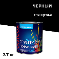 Грунт-эмаль по ржавчине 3в1 Простокрашено черная глянцевая 2,7 кг