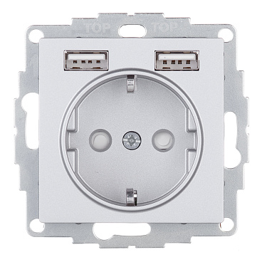 Розетка Systeme Electric AtlasDesign встраиваемая алюминий 2хUSB-А (ATN000330)