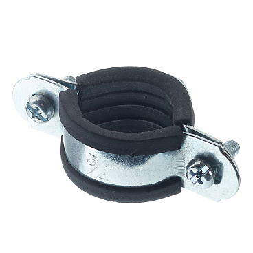 Хомут сантехнический 3/4 25-28 мм оцинкованная сталь со шпилькой и дюбелем (2 шт.)