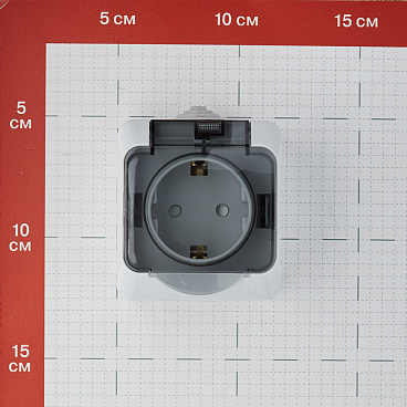 Розетка Systeme Electric Этюд накладная серая со шторками с крышкой (PA16-044C)