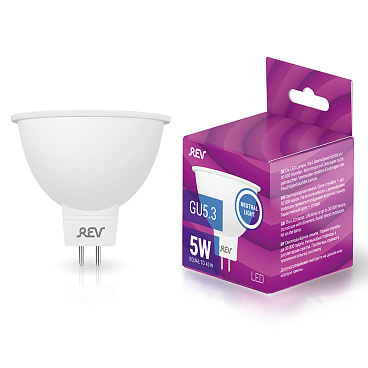 Лампа светодиодная Rev GU5.3 4000К 5 Вт 400 Лм 180-240 В рефлектор MR16 прозрачная