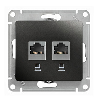Розетка компьютерная Systeme Electric Glossa встраиваемая антрацит 2хRJ45 (GSL000785KK)