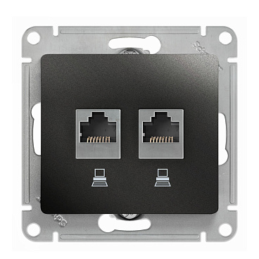 Розетка компьютерная Systeme Electric Glossa встраиваемая антрацит 2хRJ45 (GSL000785KK)