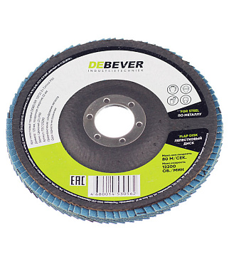 Круг лепестковый по металлу/древесине Debever 125х22,2 мм P80 торцевой (FDC125Z80/562)