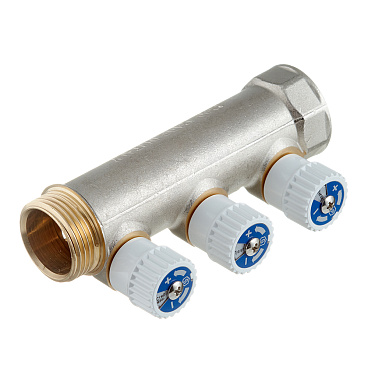 Коллектор Stout 1 ВР(г) х 3 выхода 3/4 НР(ш) ЕК х 1 НР(ш) регулируемый (SMB 6851 013403)