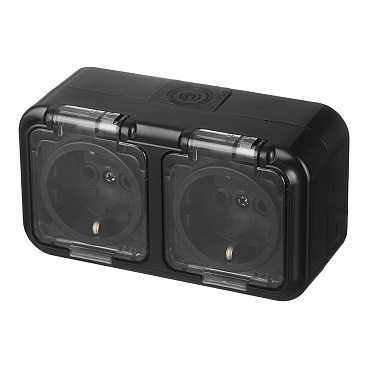 Розетка Svet накладная черная с крышкой (EV 0366-6621)